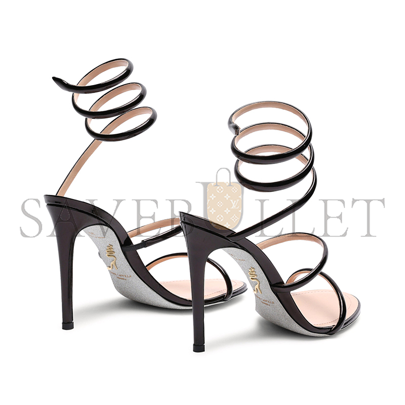 RENÉ CAOVILLA CLEO METALLIC BLACK SANDAL 105 C12351